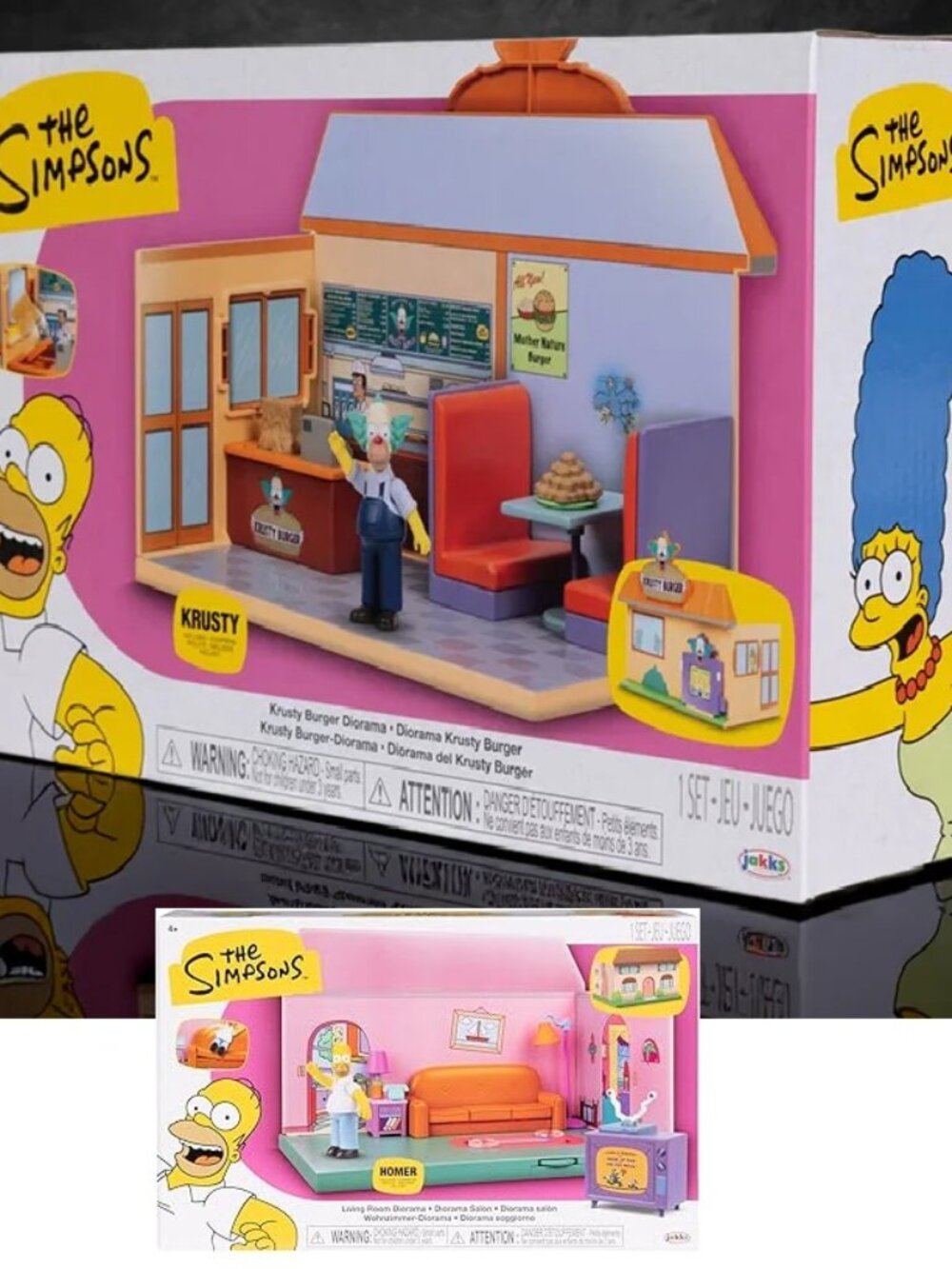 The Simpsons Living Room & Krusty Burger Playsets w/ Action Figures New in Boxes